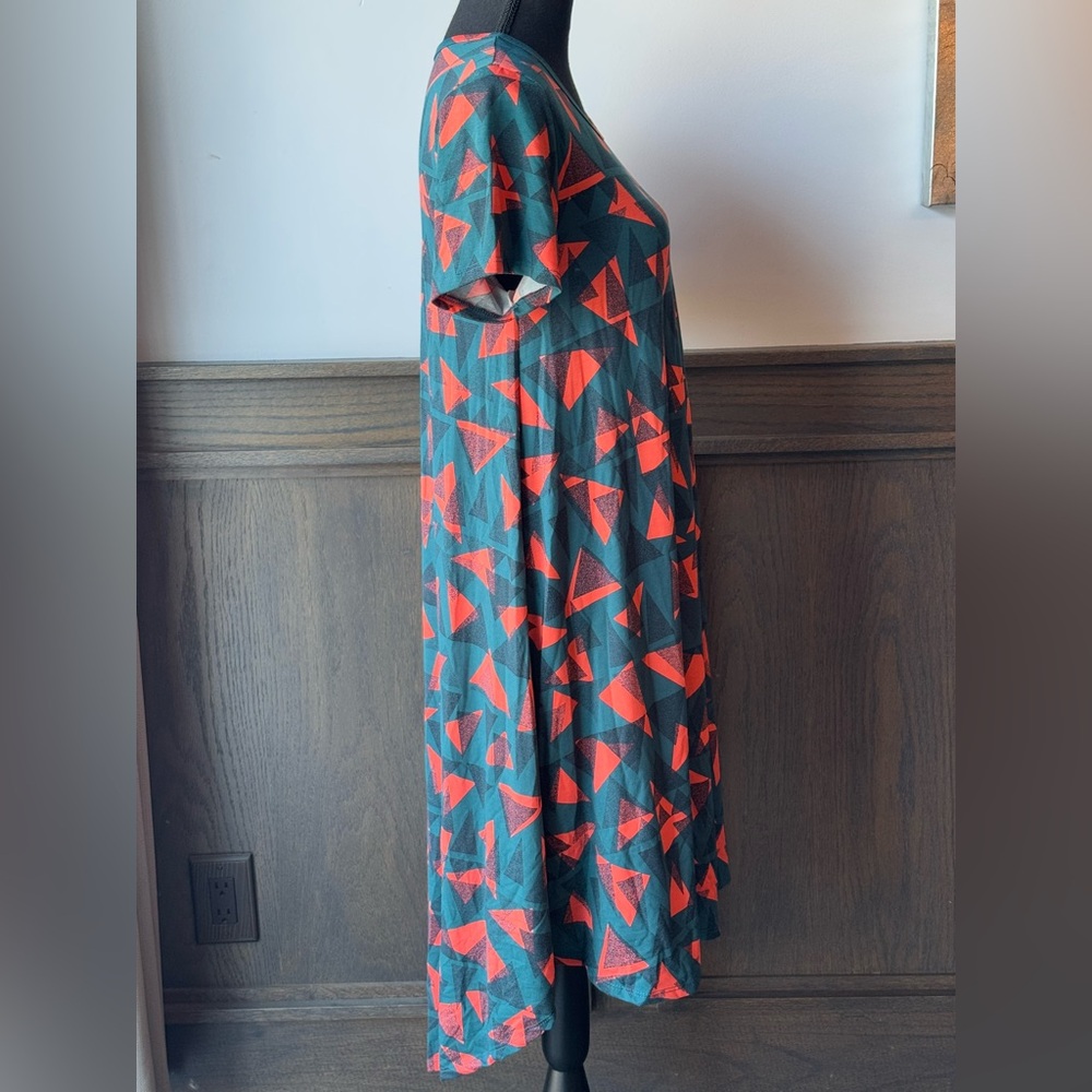 Lularoe Carly dress. Orange and blue geometric pattern size small - Picture 6 of 6